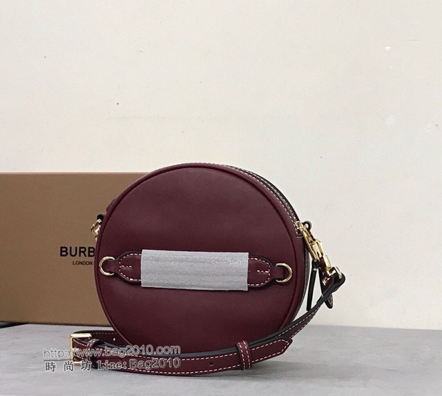 Burberry專櫃新款女包 巴寶莉紅色全小牛仔皮圓形Louise路易絲包  db1186